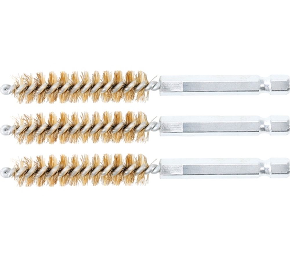 BGS Messingbürste | 11 mm | Antrieb Außensechskant 6,3 mm (1/4") | 3-tlg.