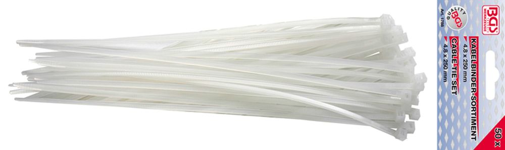 Kabelbinder-Sortiment - weiß - 4,8 x 250 mm - 50-tlg.