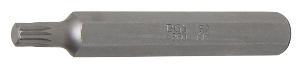 BGS Bit | Länge 75 mm | Antrieb Außensechskant 10 mm (3/8") | Innenvielzahn (für XZN) M6