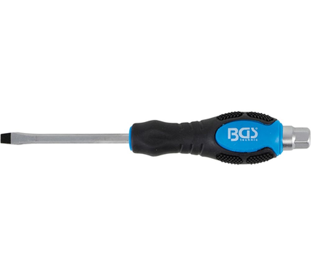 BGS Schraubendreher | mit Außensechskant | Schlitz 5 mm | Klingenlänge 75 mm