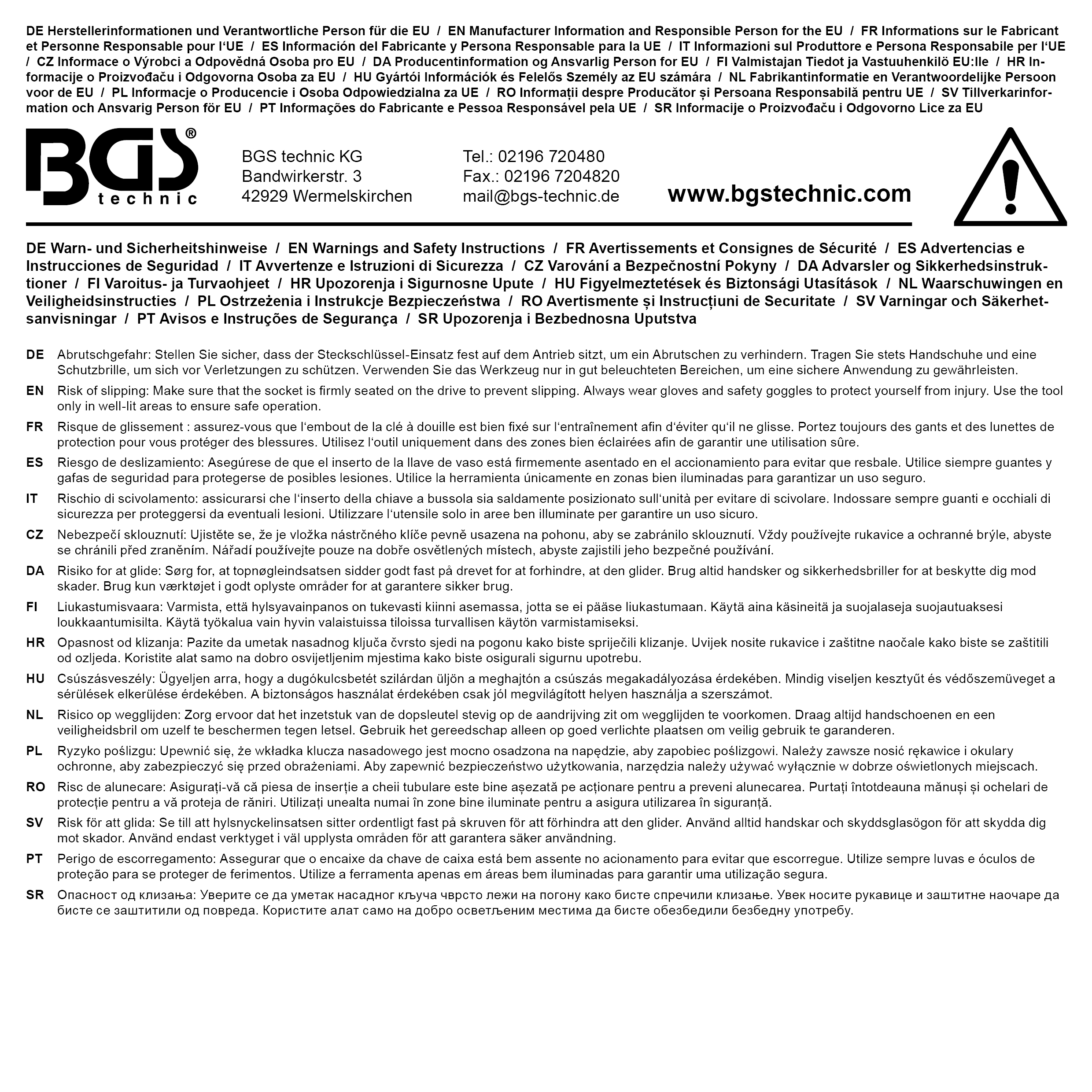 BGS Steckschlüssel-Einsatz Sechskant, tief | Antrieb Innenvierkant 10 mm (3/8") | SW 12 mm