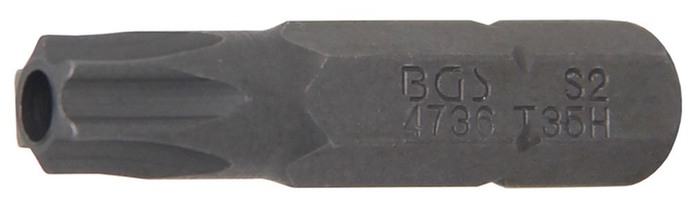 BGS Bit | Antrieb Außensechskant 6,3 mm (1/4") | T-Profil (für Torx) mit Bohrung T35