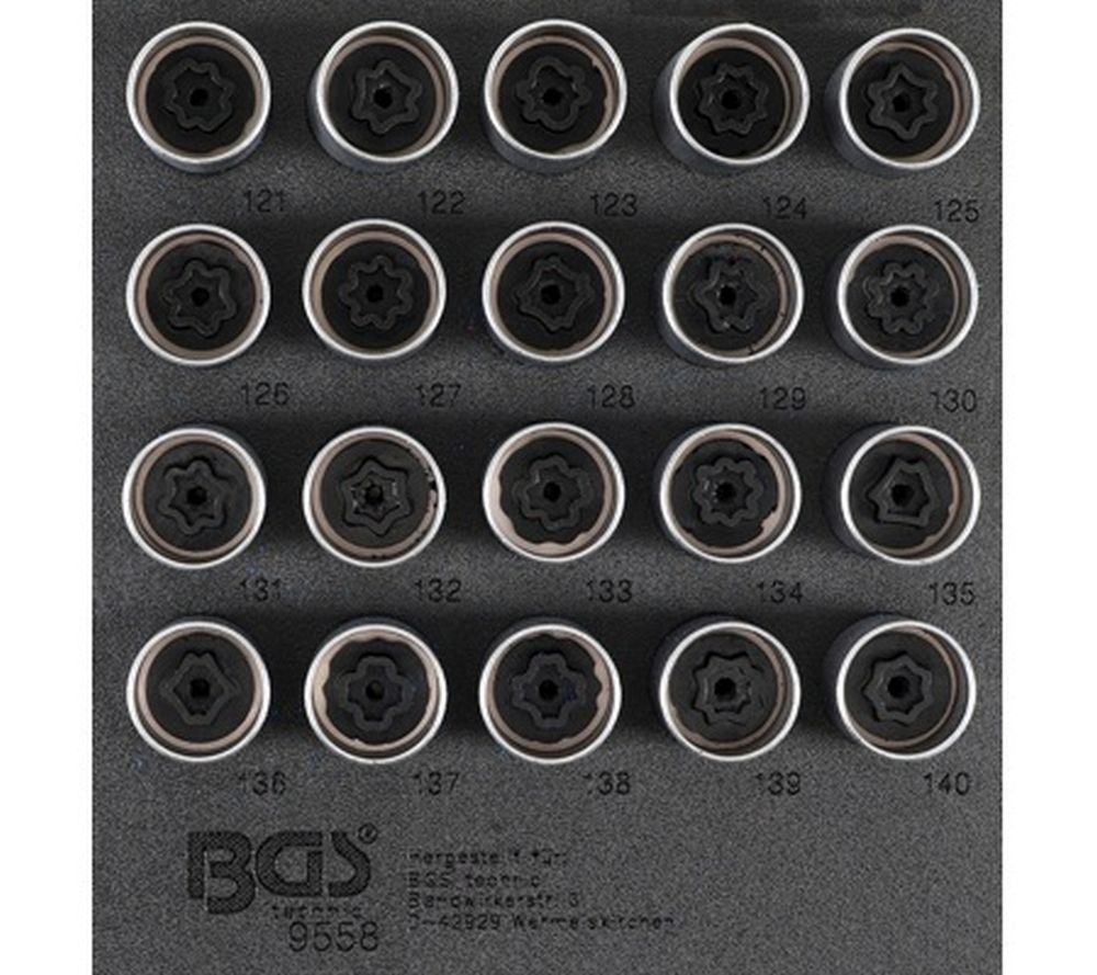 BGS Werkstattwageneinlage 1/6: Felgenschloss-Werkzeug-Satz für Opel (Typ C) | 20-tlg.