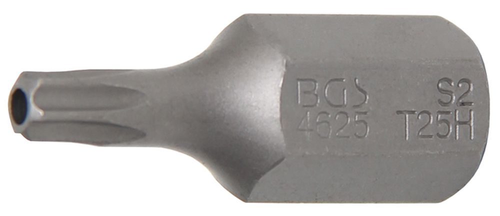 BGS Bit | Länge 30 mm | Antrieb Außensechskant 10 mm (3/8") | T-Profil (für Torx) mit Bohrung T25