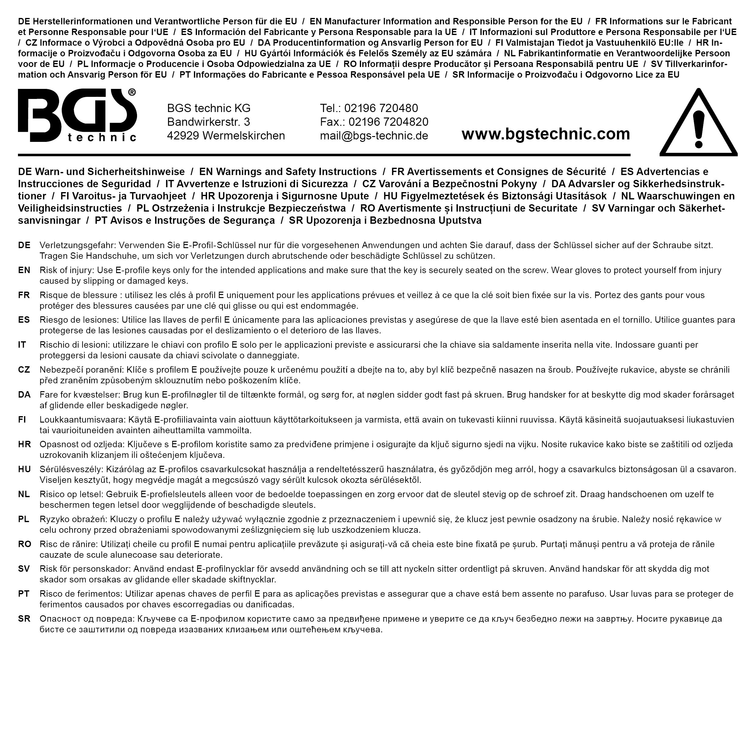 BGS Doppel-Ringschlüssel mit E-Profil-Ringköpfen | SW E20 x E24