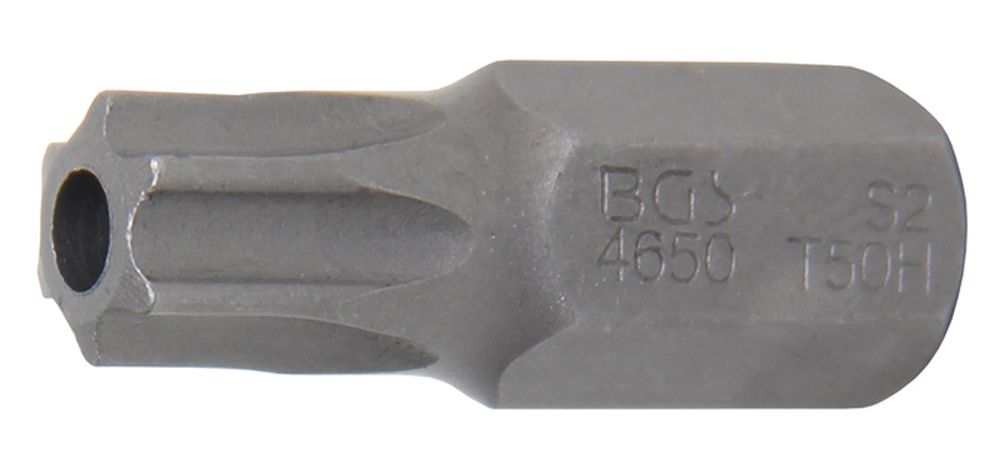 BGS Bit | Länge 30 mm | Antrieb Außensechskant 10 mm (3/8") | T-Profil (für Torx) mit Bohrung T50