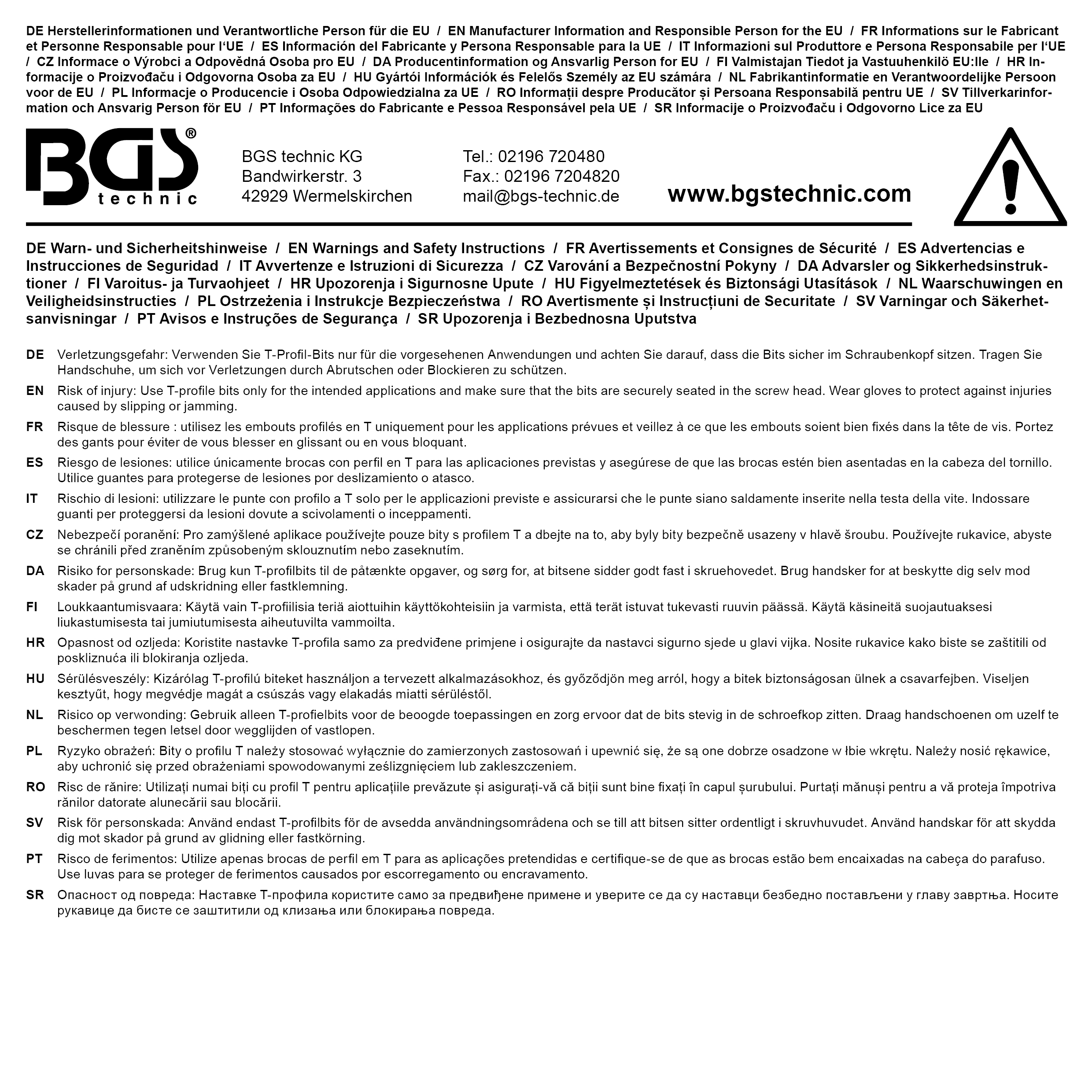 BGS Bit | Länge 75 mm | Antrieb Außensechskant 10 mm (3/8") | T-Profil (für Torx) T15