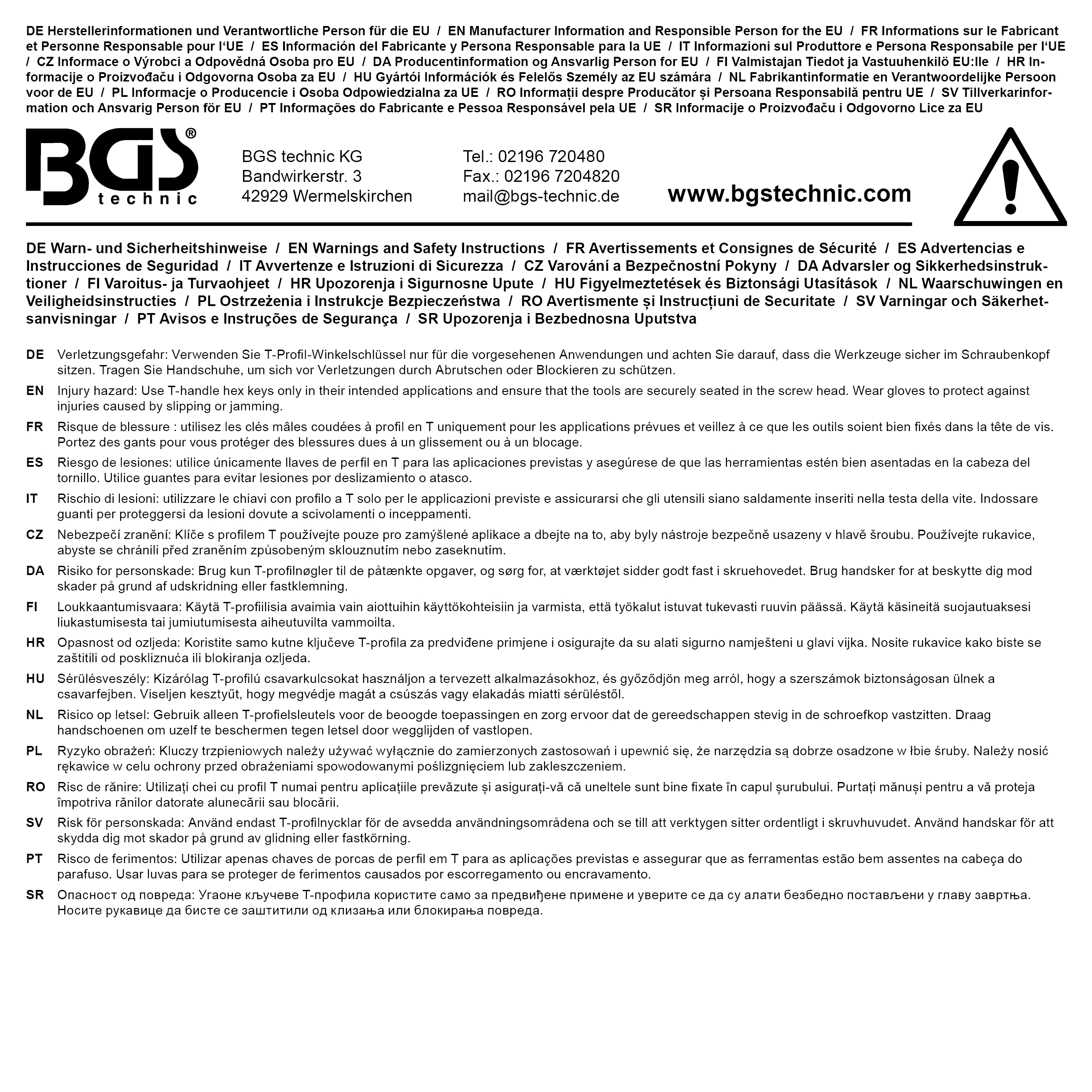 BGS Werkstattwageneinlage 1/3: Winkelschlüssel-Satz | extra lang | T-Profil (für Torx), T-Profil (f