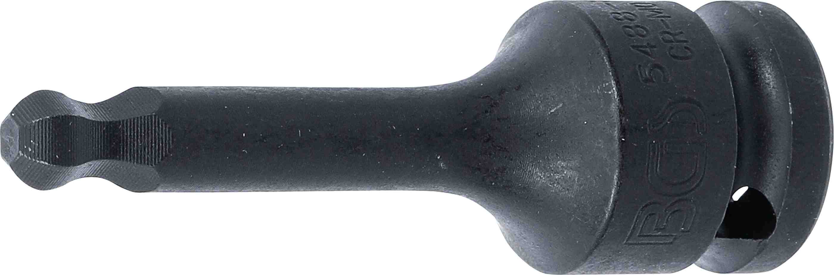 BGS Kraft-Bit-Einsatz | Länge 75 mm | Antrieb Innenvierkant 12,5 mm (1/2") | Innensechskant mit Kug