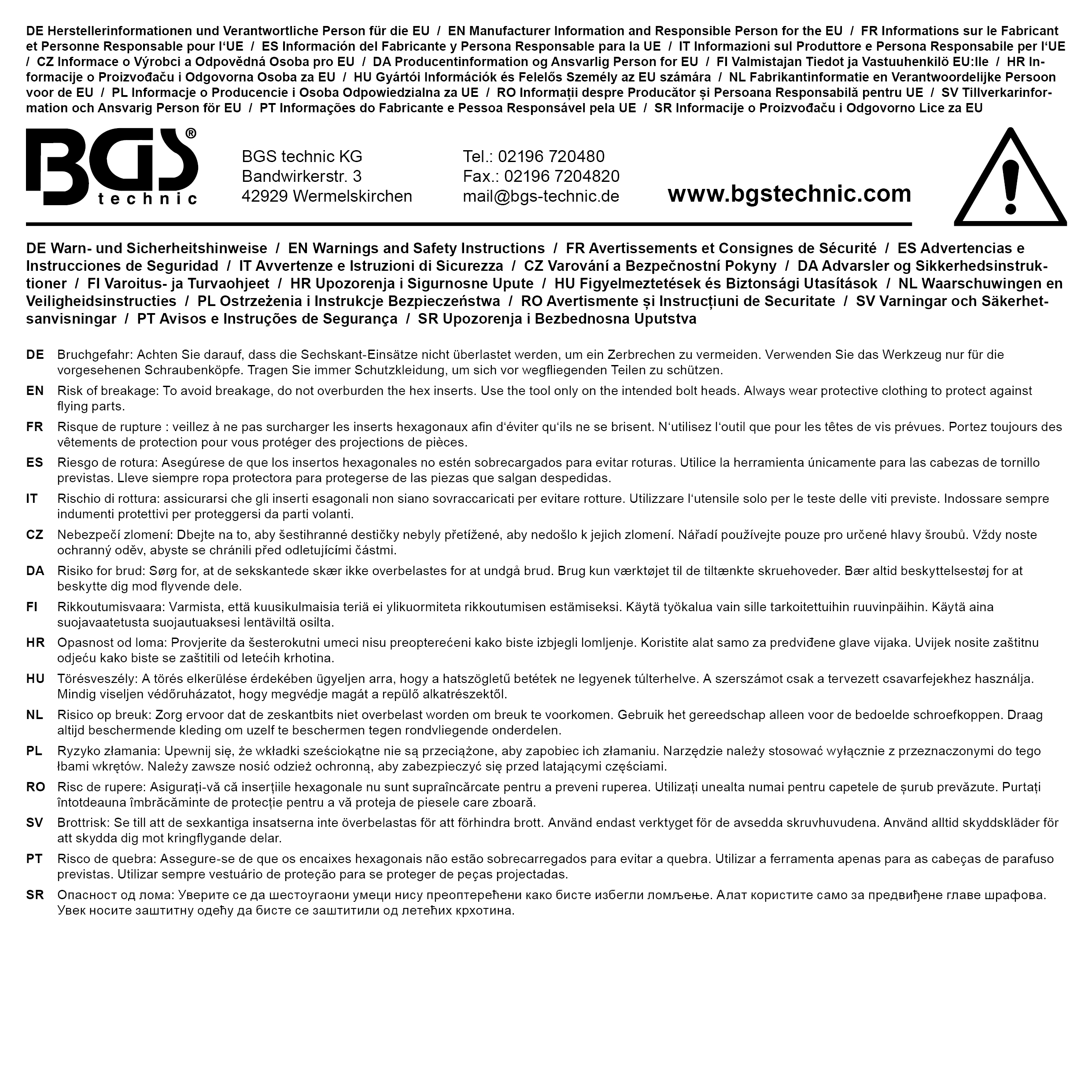 BGS Steckschlüssel-Einsatz Sechskant | Antrieb Innenvierkant 20 mm (3/4") | SW 34 mm