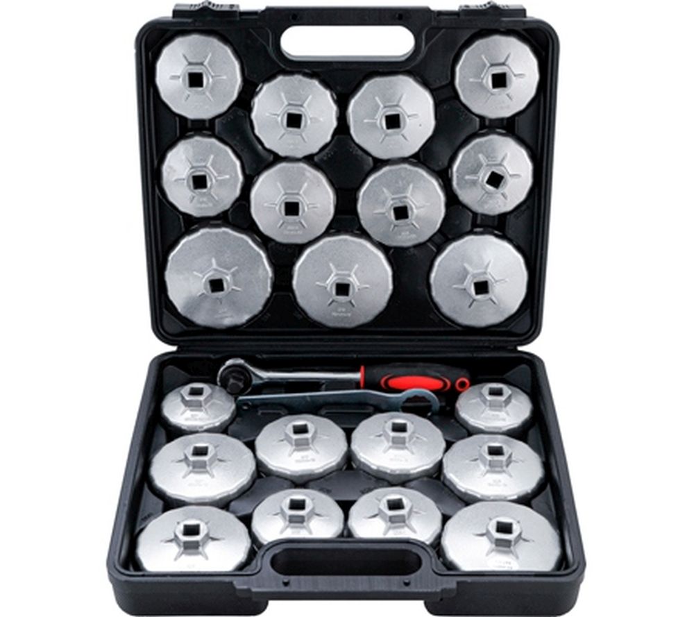 BGS Diy Ölfilterschlüssel-Satz | Aluminium-Druckguss | Antrieb Innenvierkant 12,5 mm (1/2") | 23-tl