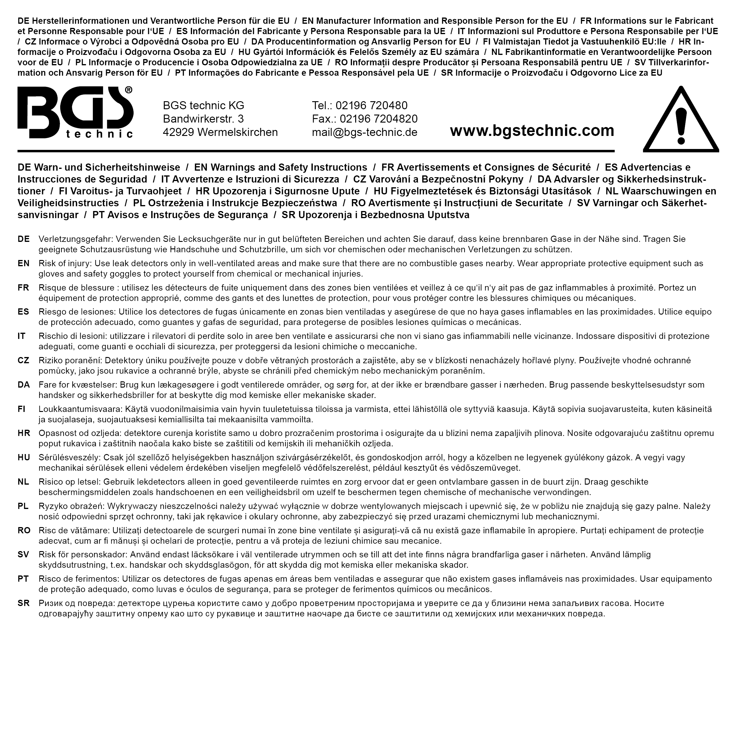 BGS Ultraschall-Leck-Detektor für Gas-, Luft-, Wasserbehälter
