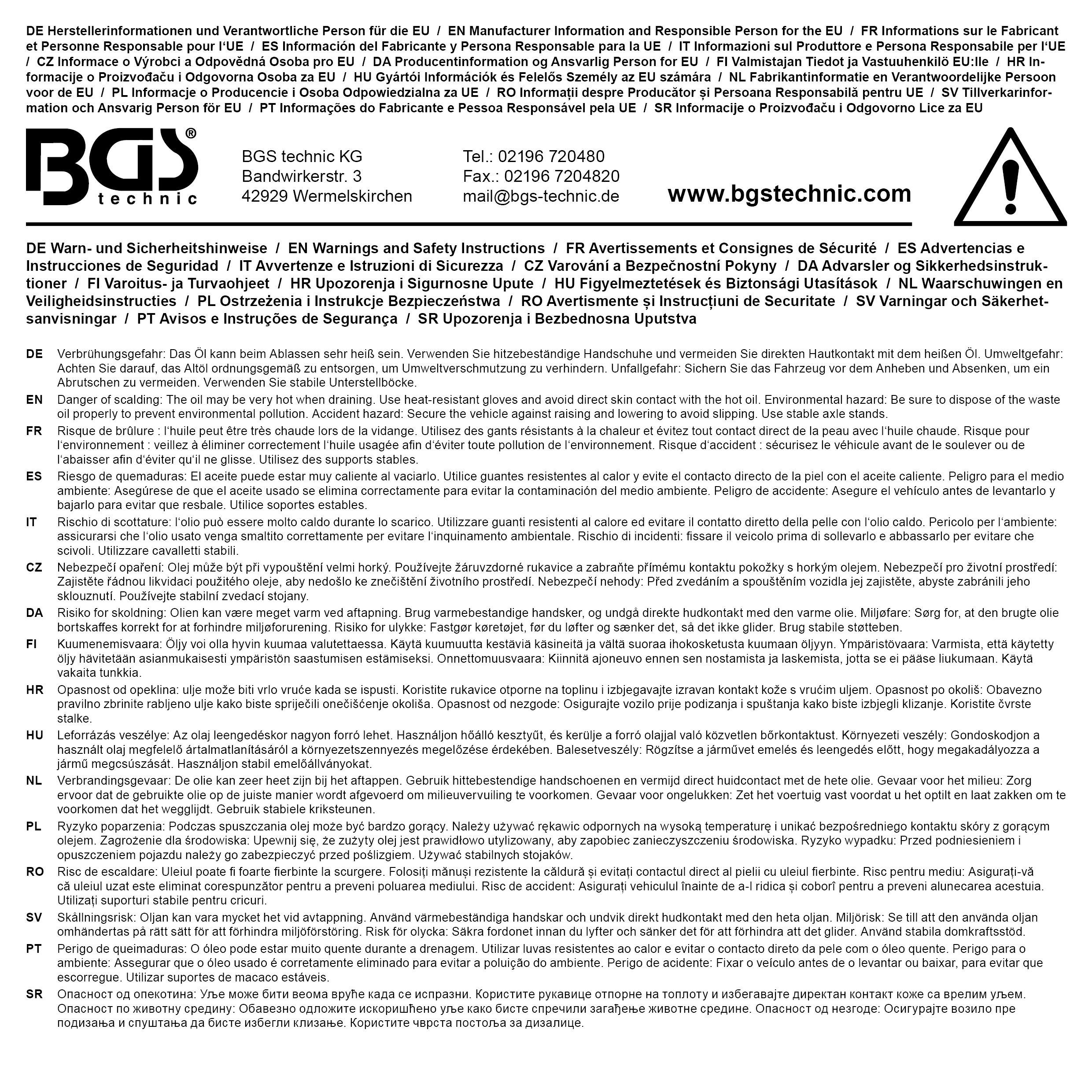 BGS Universal-Öldienst-Schlüssel-Satz | für Kunststoff-Ölablassschrauben | Antrieb Außensechskant 6