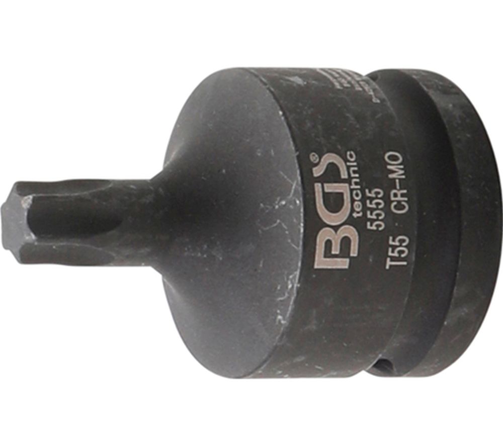 BGS Kraft-Bit-Einsatz | Länge 60 mm | Antrieb Innenvierkant 20 mm (3/4") | T-Profil (für Torx) T55