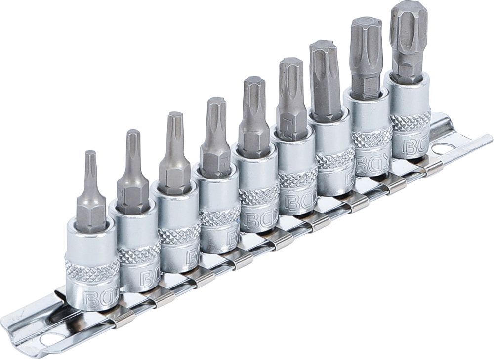 BGS Bit-Einsatz-Satz | Antrieb Innenvierkant 6,3 mm (1/4") | T-Profil (für Torx) T10 - T50 | 9-tlg.