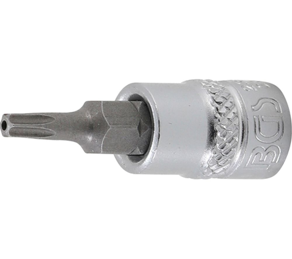 BGS Bit-Einsatz | Antrieb Innenvierkant 6,3 mm (1/4") | T-Profil (für Torx) mit Bohrung T15