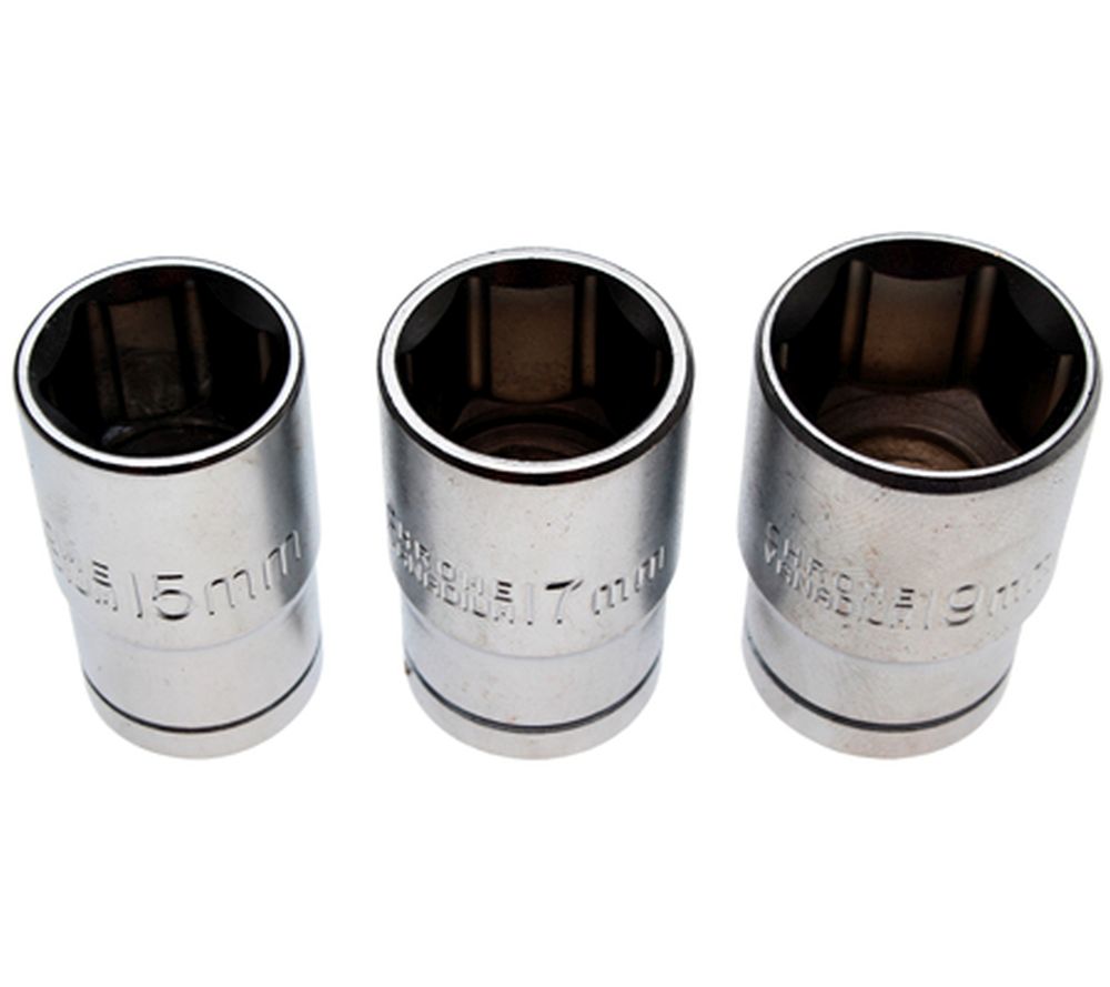 BGS Diy Steckschlüsseleinsatz-Satz | Antrieb 12,5 mm (1/2") | SW 15 - 17 - 19 mm | 3-tlg.