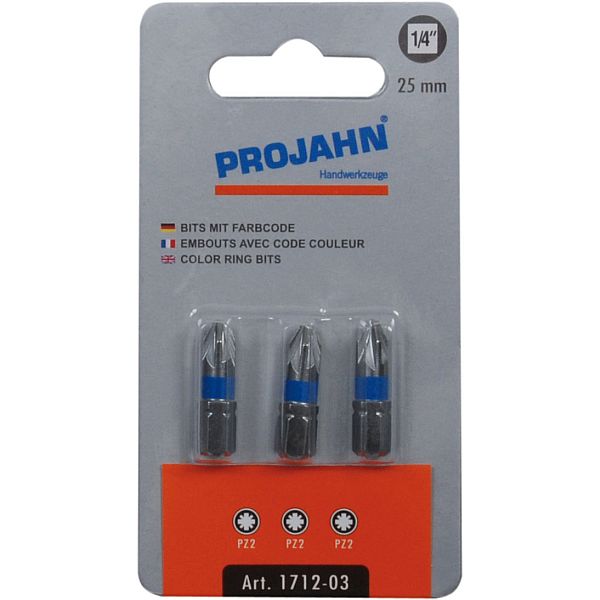 1/4" markierter Bit L25 mm Pozidriv Nr 1 3er Pack