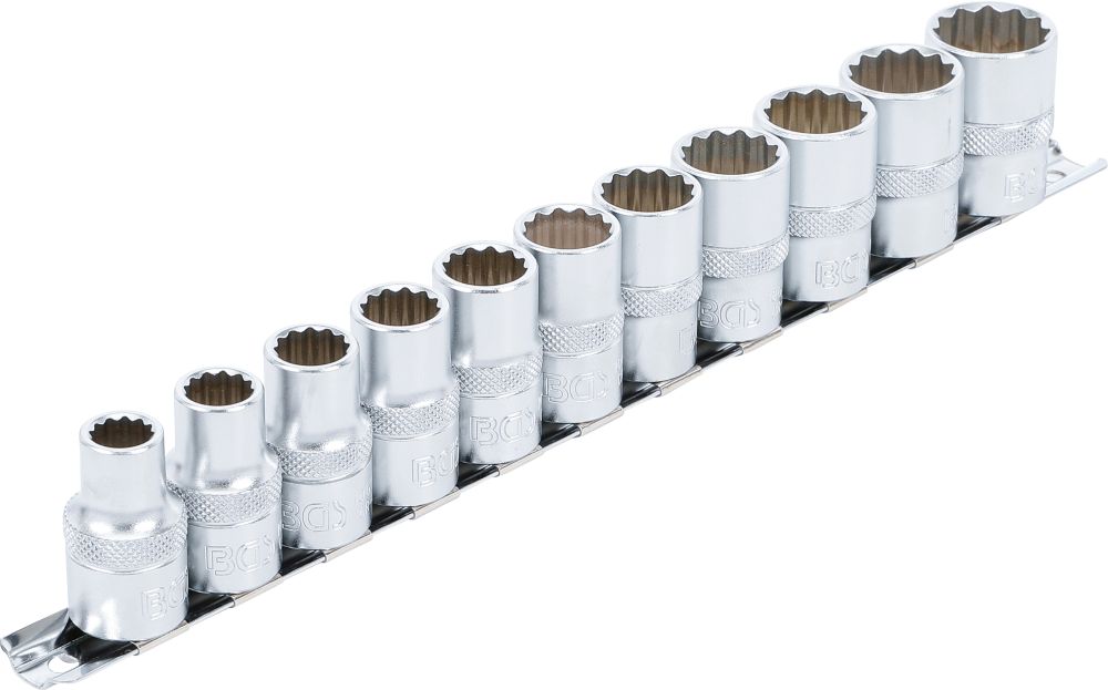 BGS Steckschlüssel-Einsatz-Satz, Zwölfkant | Antrieb Innenvierkant 12,5 mm (1/2") | SW 10 - 21 mm |
