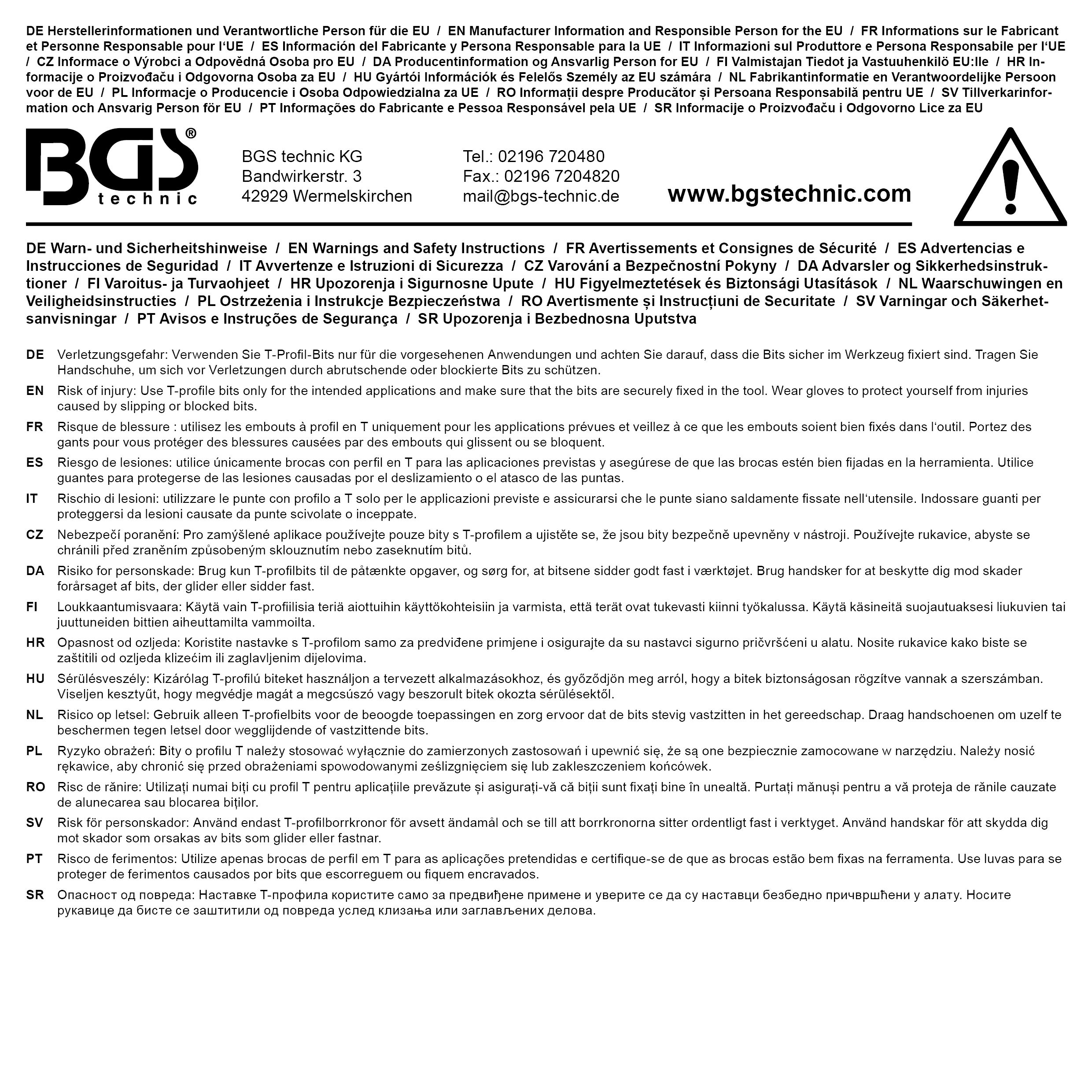BGS Bit | Antrieb Außensechskant 6,3 mm (1/4") | T-Profil (für Torx) T27