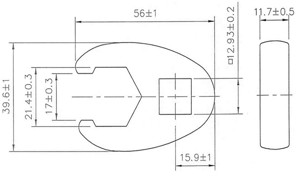 BGS Hahnenfußschlüssel | Antrieb Innenvierkant 12,5 mm (1/2") | SW 21 mm