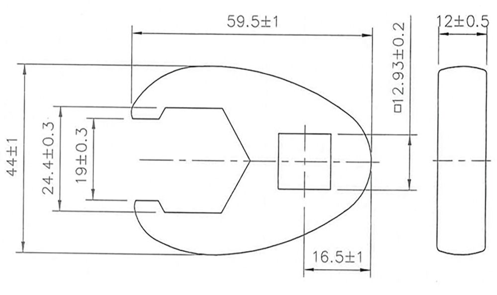 BGS Hahnenfußschlüssel | Antrieb Innenvierkant 12,5 mm (1/2") | SW 24 mm