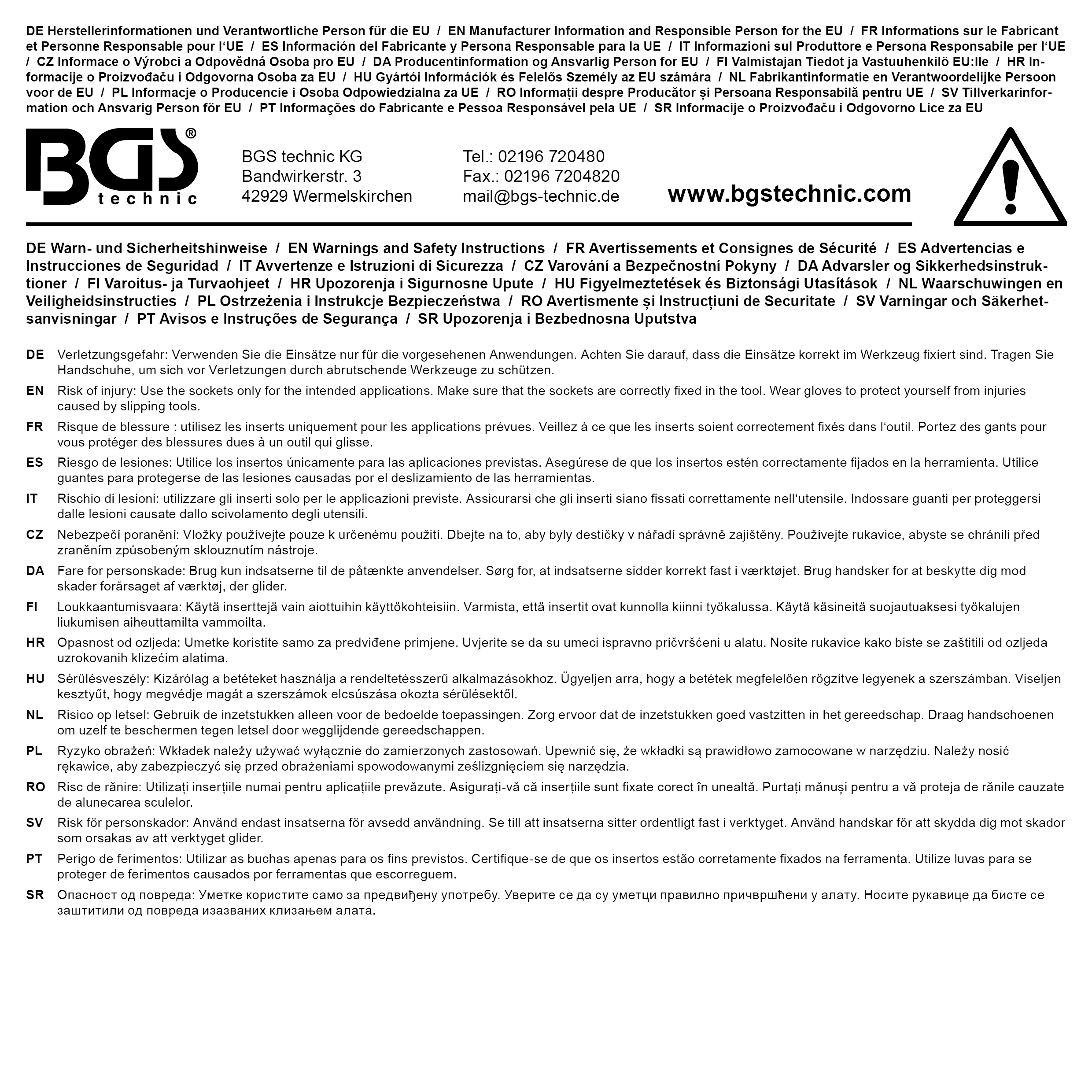 BGS Steckschlüssel-Einsatz-Satz E-Profil | Antrieb Innenvierkant 6,3 mm (1/4") / 12,5 mm (1/2") | S