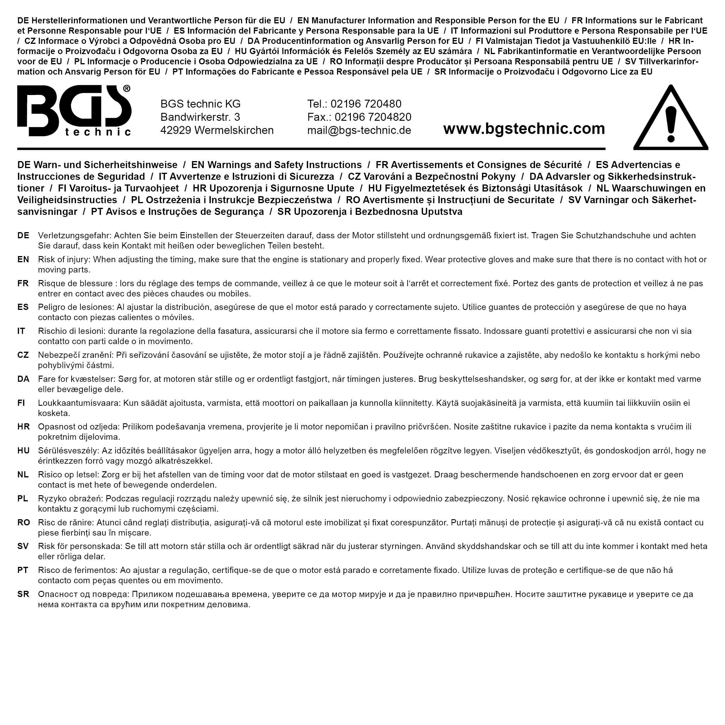 BGS Werkstattwageneinlage 1/3: Motor-Einstellwerkzeug-Satz | für Mercedes-Benz M271