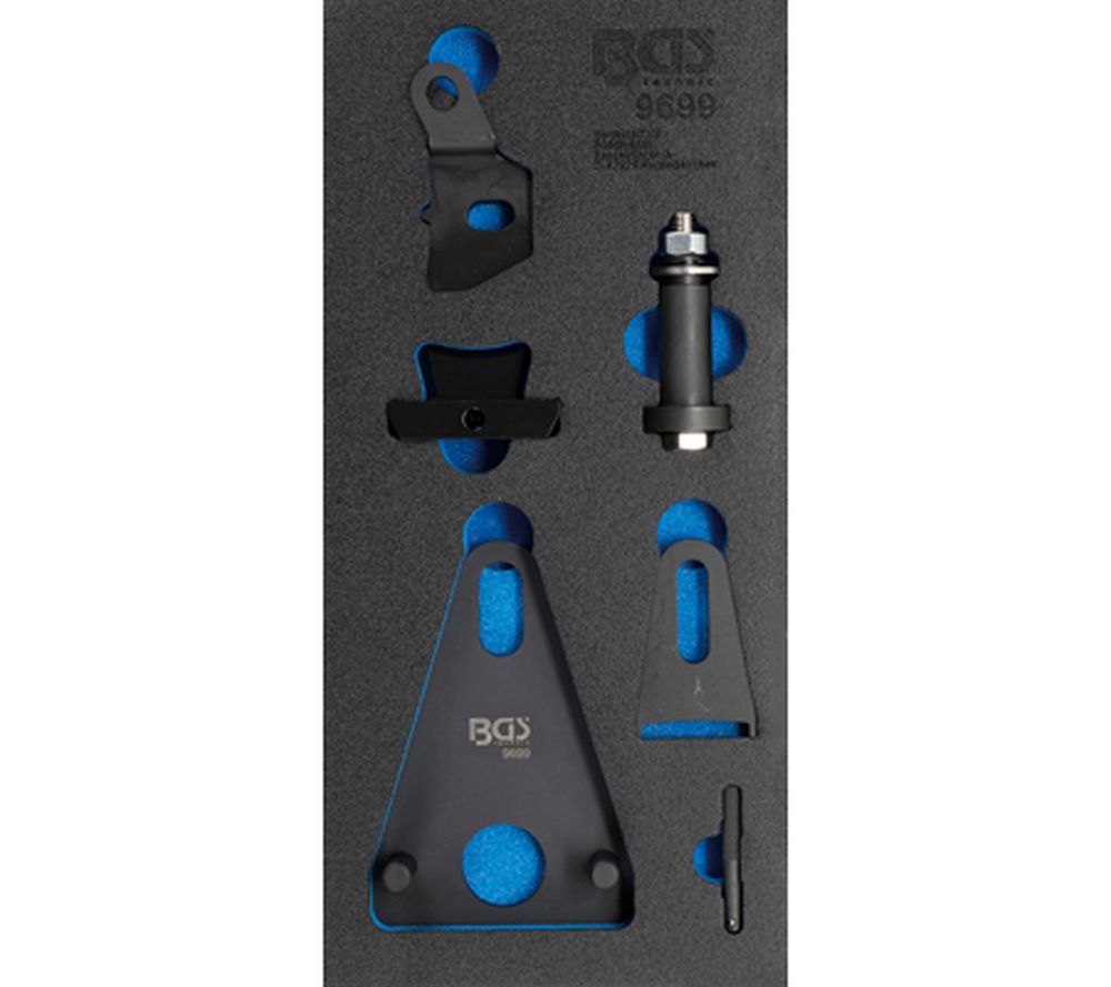 BGS Werkstattwageneinlage 1/3: Schwungrad-/Kurbelwellen-Riemenscheiben-Blockier- und Stirndeckeltre