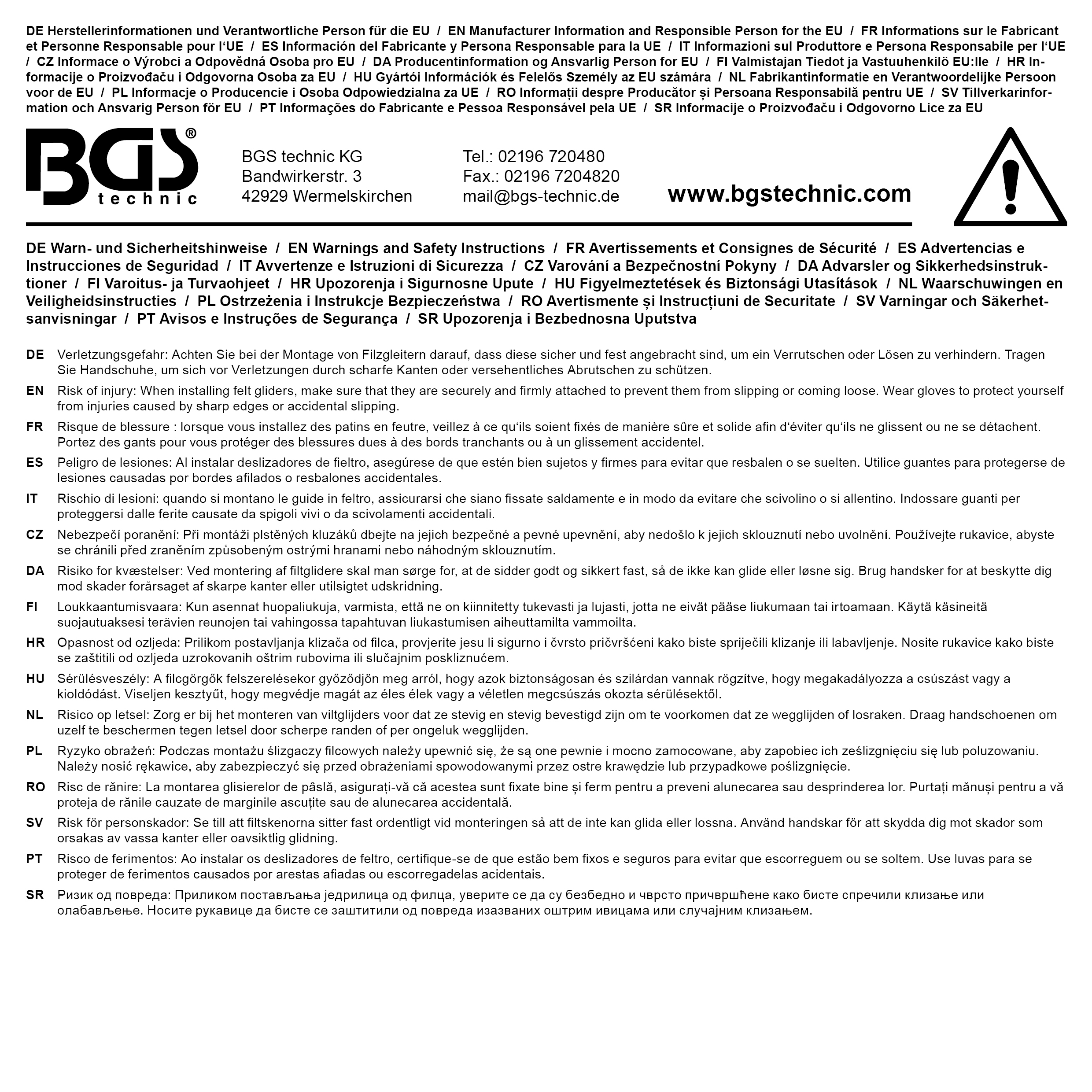 BGS Diy Filzgleiter-Satz | selbstklebend | 131-tlg.