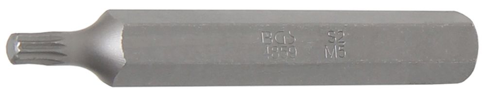 BGS Bit | Länge 75 mm | Antrieb Außensechskant 10 mm (3/8") | Innenvielzahn (für XZN) M5