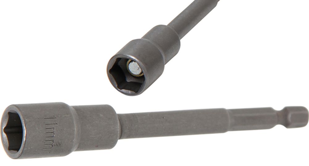 BGS Steckschlüssel-Einsatz Sechskant, extra lang | für Bohrmaschinen | Antrieb Außensechskant 6,3 m