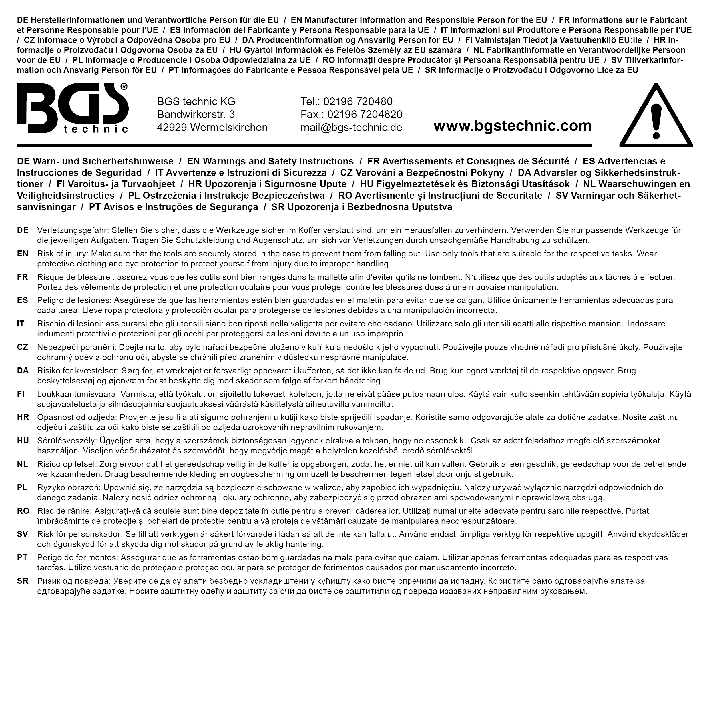 BGS Steckschlüssel- und Hammer-, Zangen-, Schraubendreher-Satz | 6,3 mm (1/4") / 12,5 mm (1/2") | B