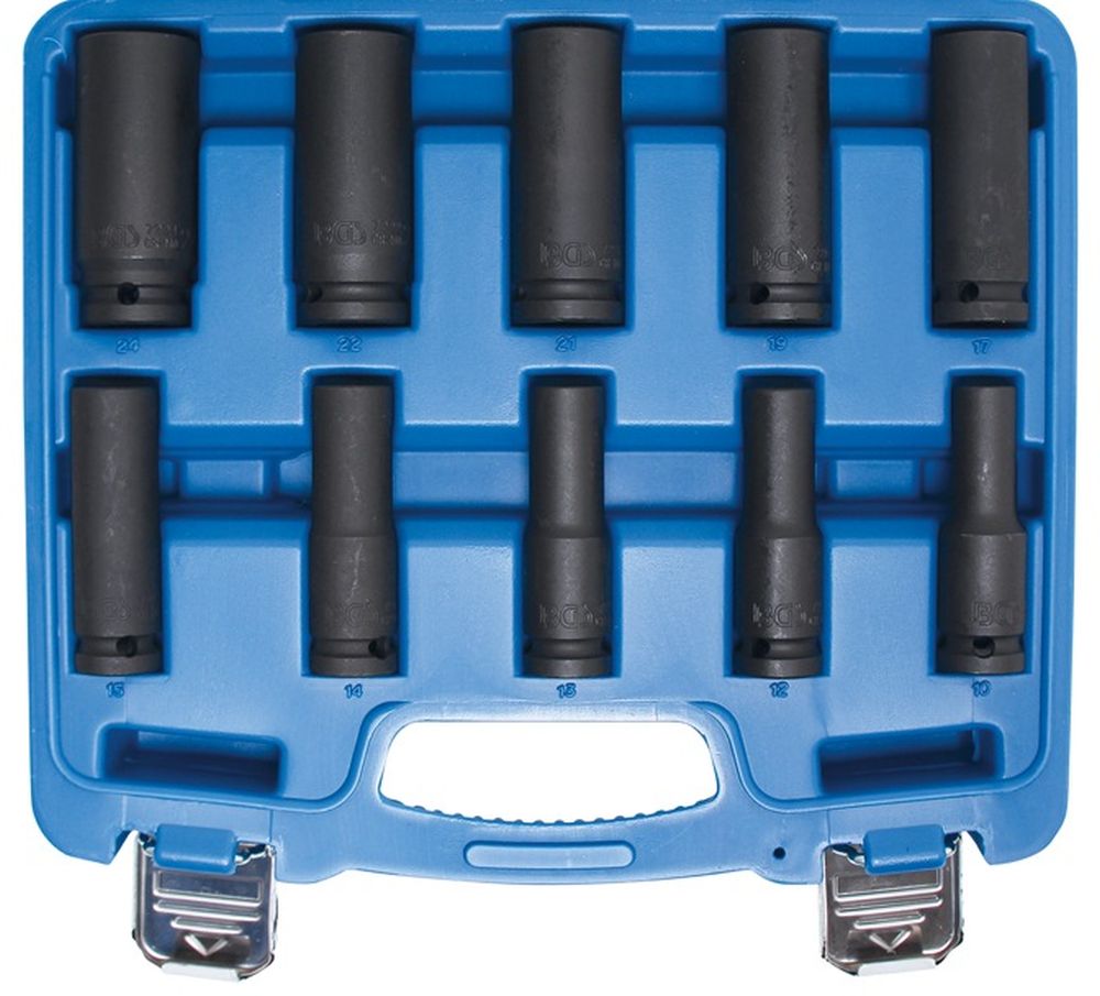 BGS Kraft-Steckschlüssel-Einsatz-Satz Sechskant, tief | Antrieb Innenvierkant 12,5 mm (1/2") | SW 1