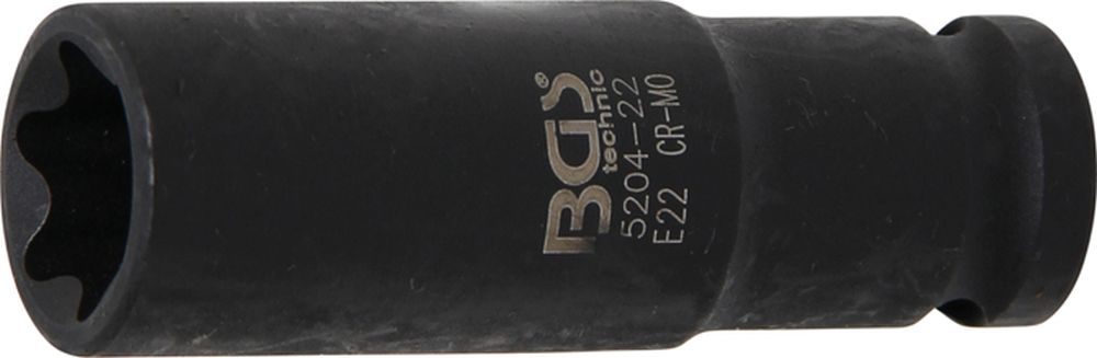 BGS Kraft-Steckschlüssel-Einsatz E-Profil, tief | Antrieb Innenvierkant 12,5 mm (1/2") | SW E22