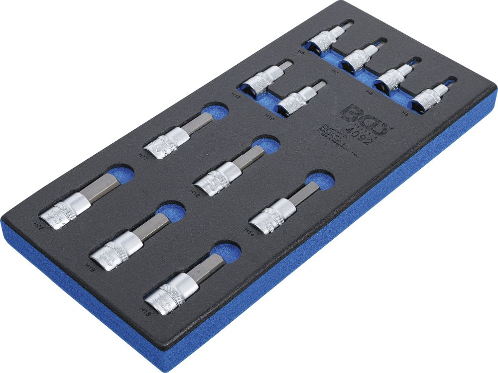 BGS Werkstattwageneinlage 1/3: Bit-Einsatz-Satz | Innensechskant | 12,5 mm (1/2") | 12-tlg.