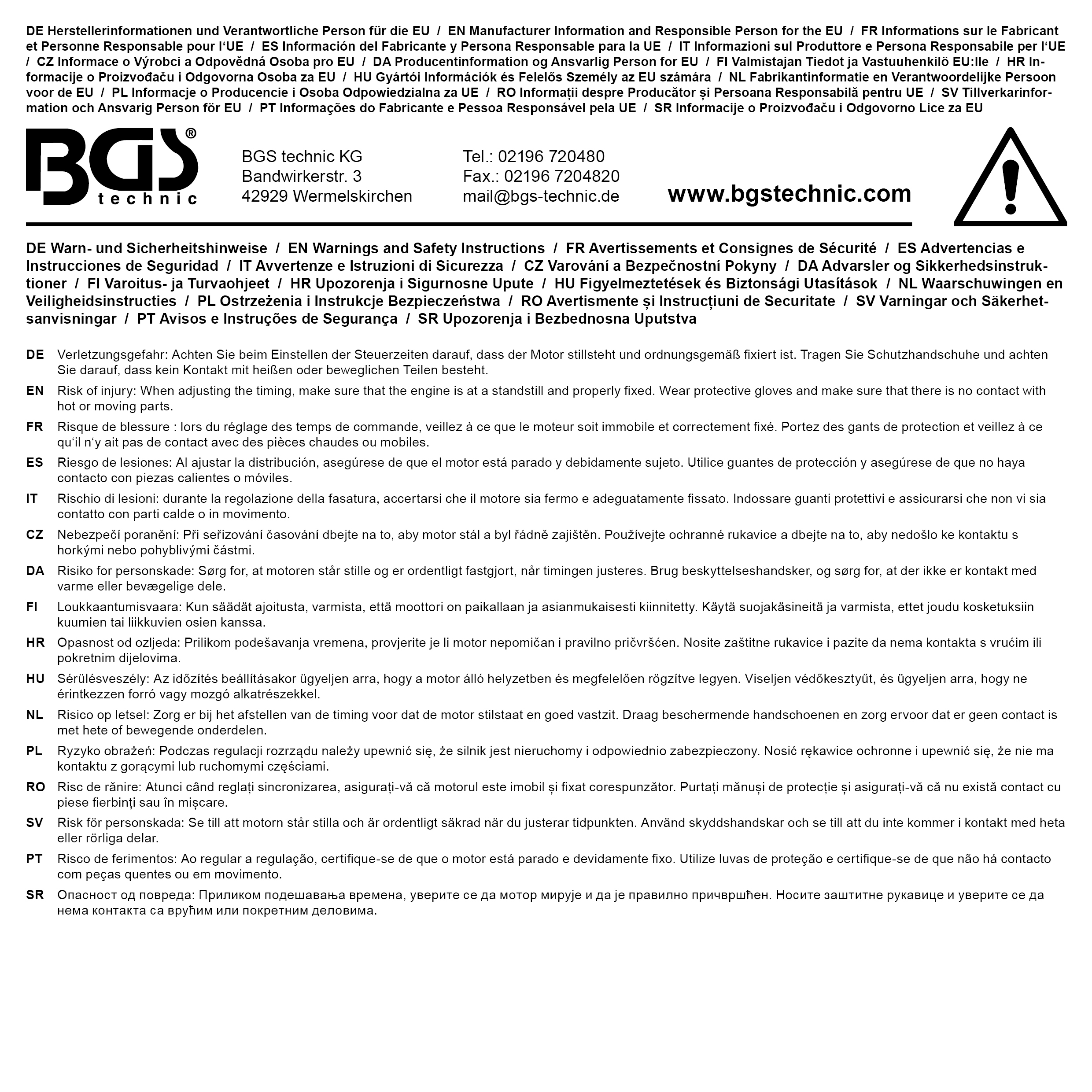 BGS Motor-Einstellwerkzeug-Satz | für Nissan, Renault, Opel