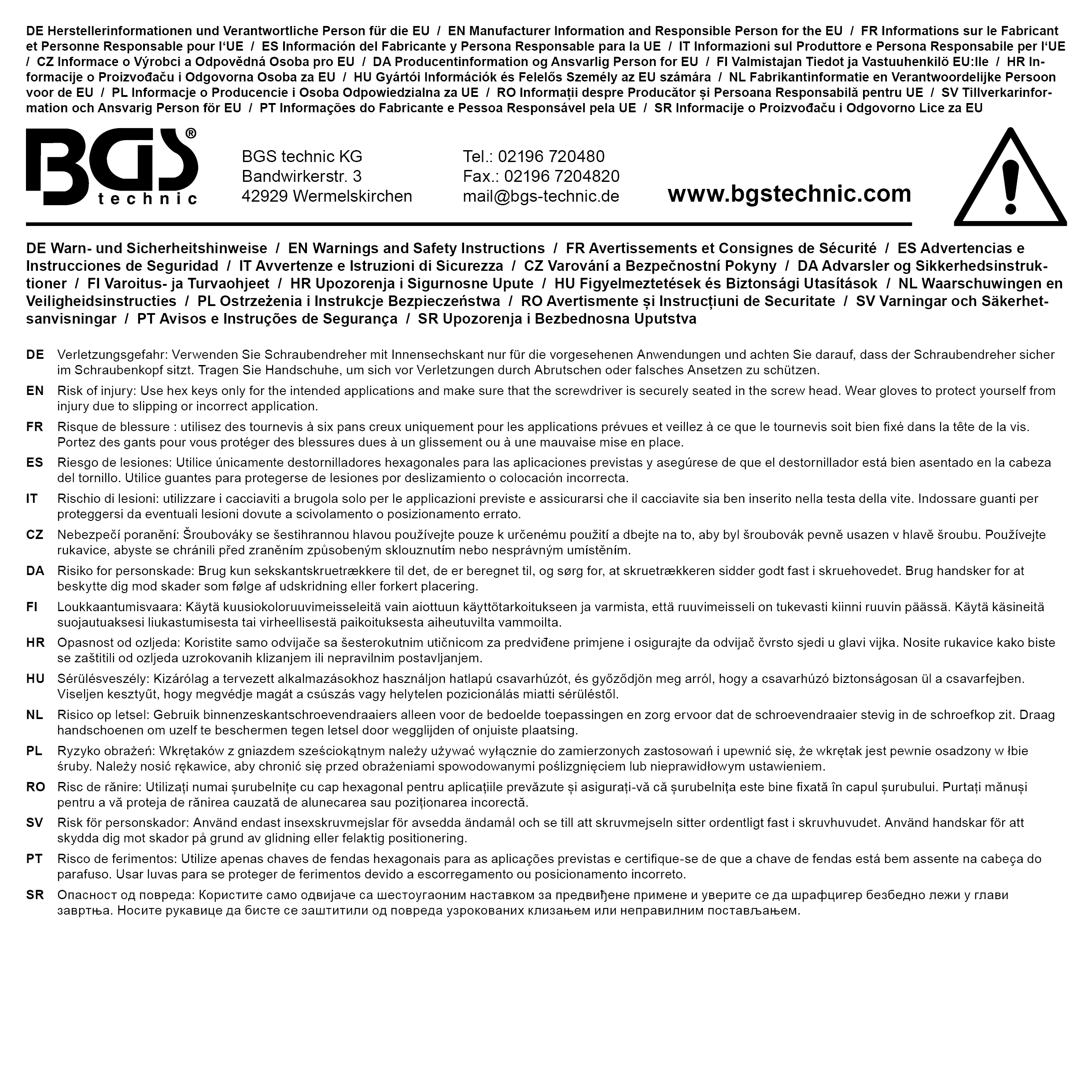 BGS Schraubendreher | Innensechskant 2,5 mm | Klingenlänge 75 mm