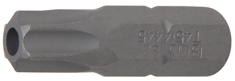 BGS Bit | Länge 30 mm | Antrieb Außensechskant 8 mm (5/16") | T-Profil (für Torx) mit Bohrung T45
