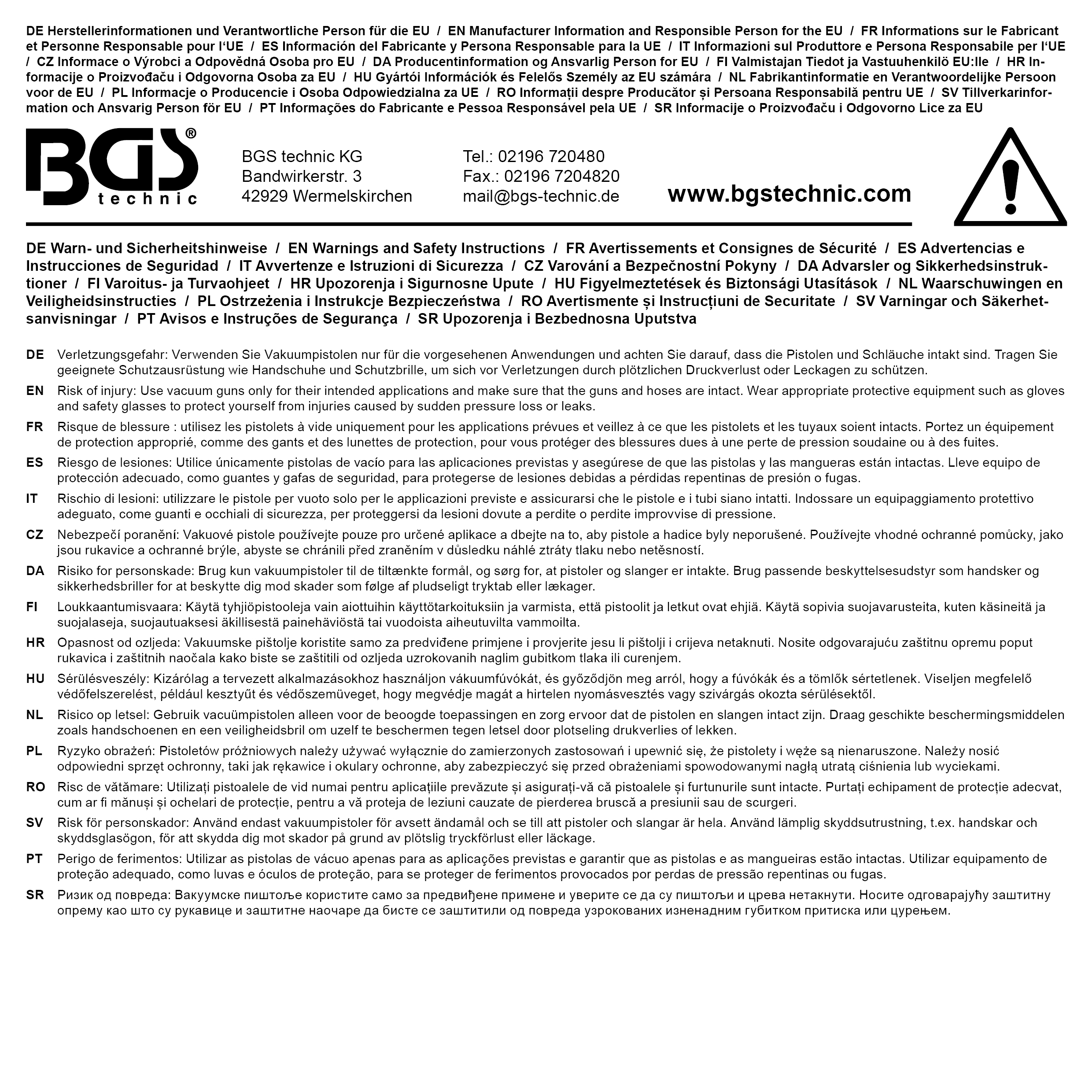 BGS Ersatzmanometer für Art. 8067