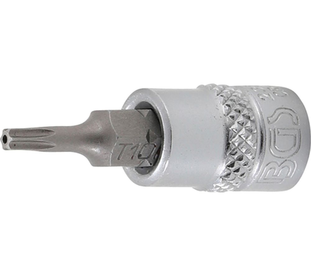 BGS Bit-Einsatz | Antrieb Innenvierkant 6,3 mm (1/4") | T-Profil (für Torx) mit Bohrung T10