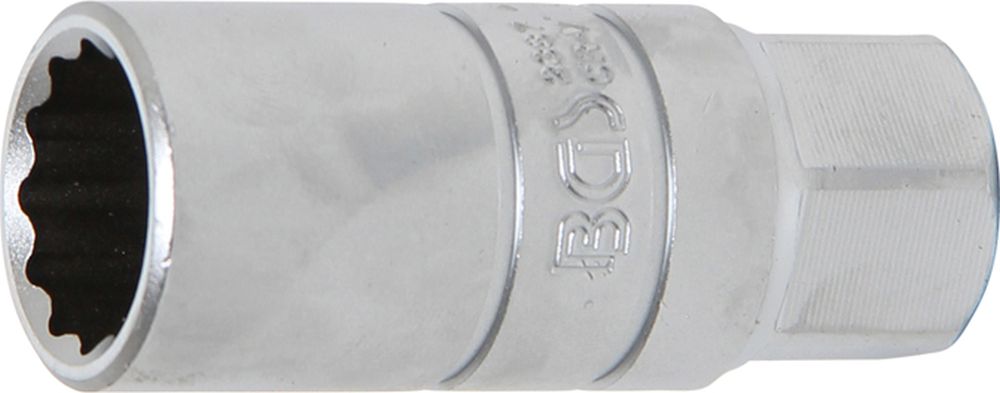 BGS Zündkerzen-Einsatz mit Haltegummi, Zwölfkant | Antrieb Innenvierkant 10 mm (3/8") | SW 18 mm