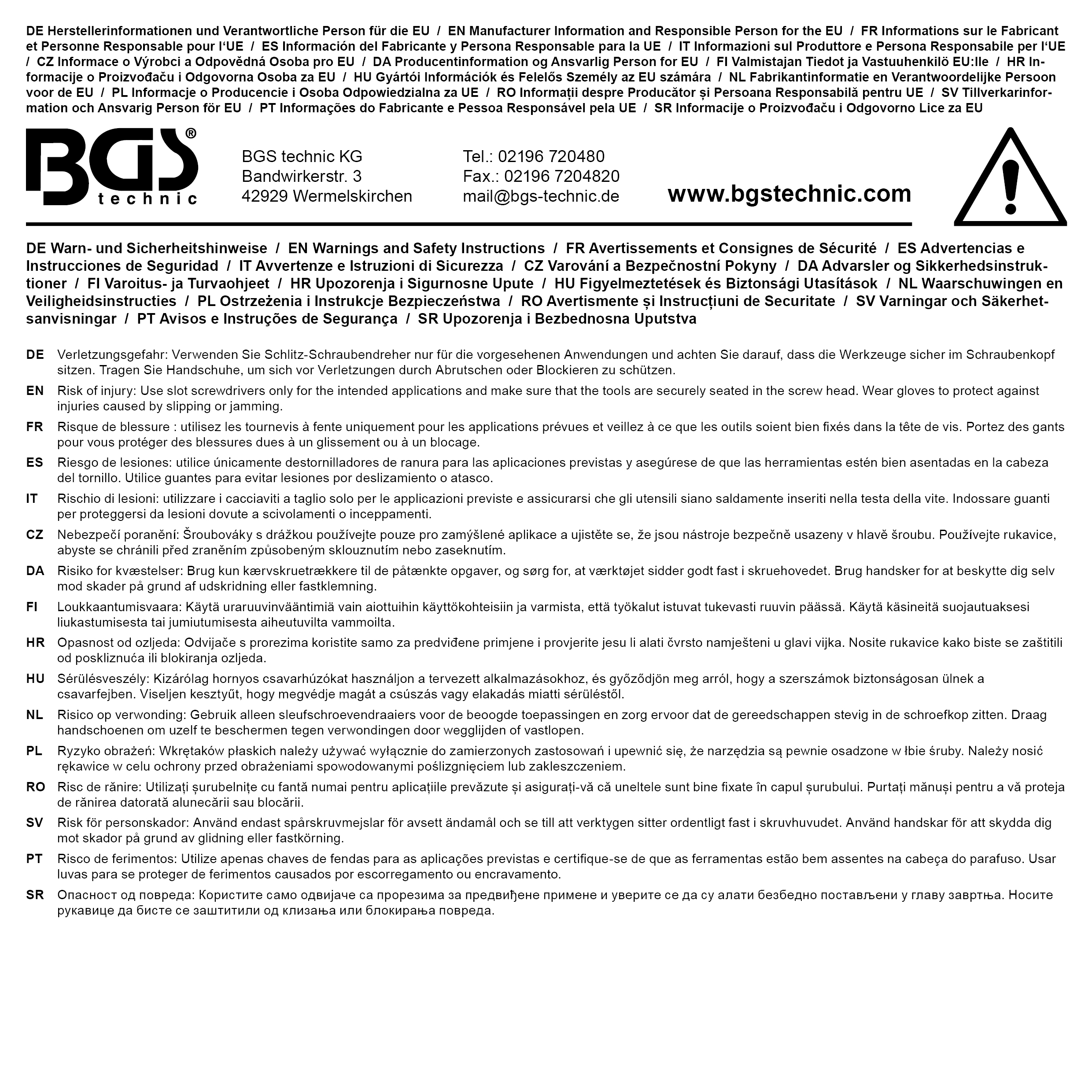 BGS Schraubendreher | mit Außensechskant | Schlitz 3,2 mm | Klingenlänge 75 mm