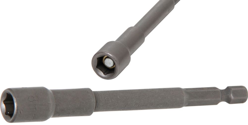 BGS Steckschlüssel-Einsatz Sechskant, extra lang | für Bohrmaschinen | Antrieb Außensechskant 6,3 m