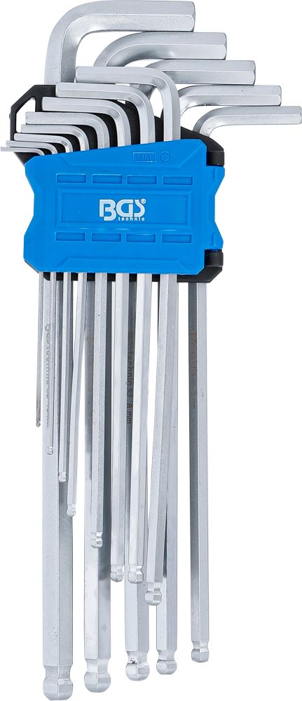 BGS Winkelschlüssel-Satz | extra lang | Innensechskant / Innensechskant mit Kugelkopf 1,5 - 10 mm |