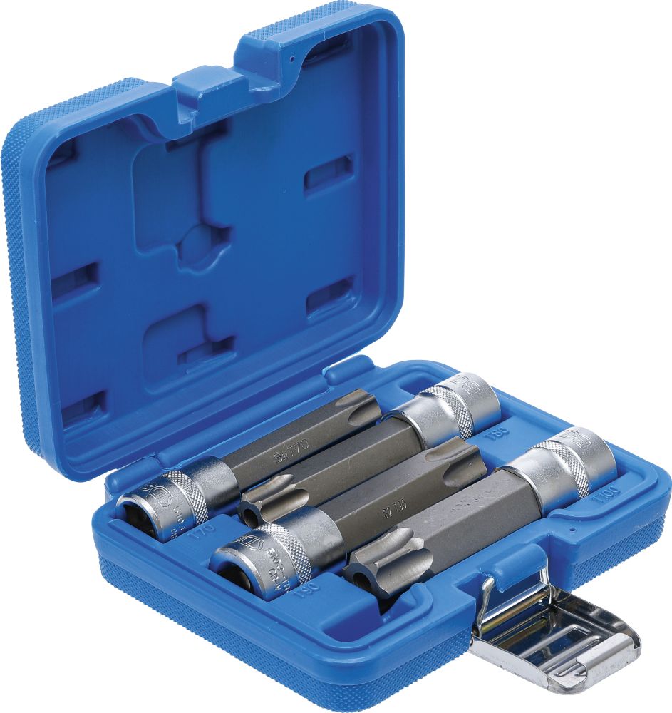 BGS Bit-Einsatz-Satz | Antrieb Innenvierkant 12,5 mm (1/2") | T-Profil (für Torx) mit Bohrung | 4-t
