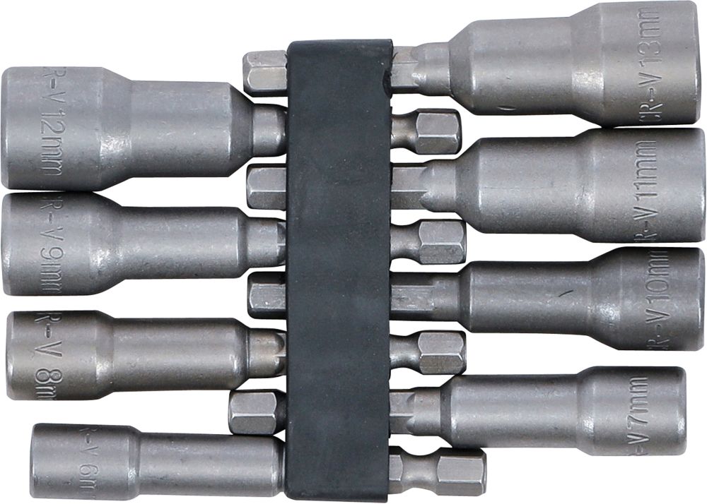 BGS Steckschlüssel-Einsatz-Satz Sechskant | Antrieb Außensechskant 6,3 mm (1/4") | SW 6 - 13 mm | 8
