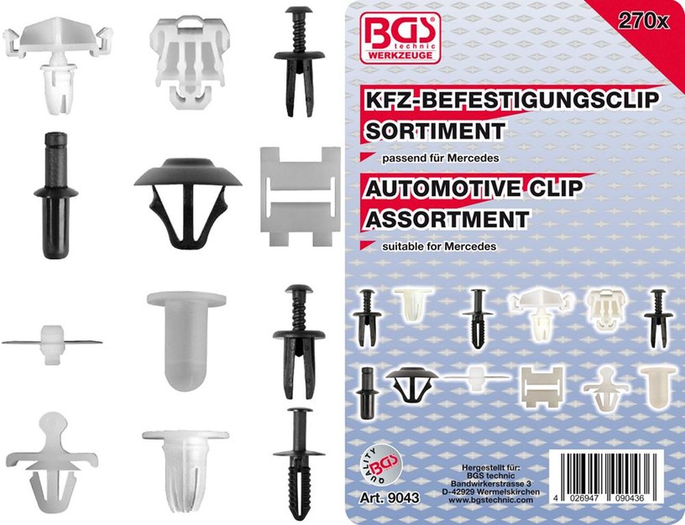 BGS Kfz-Befestigungsclip-Sortiment für Mercedes-Benz | 270-tlg.