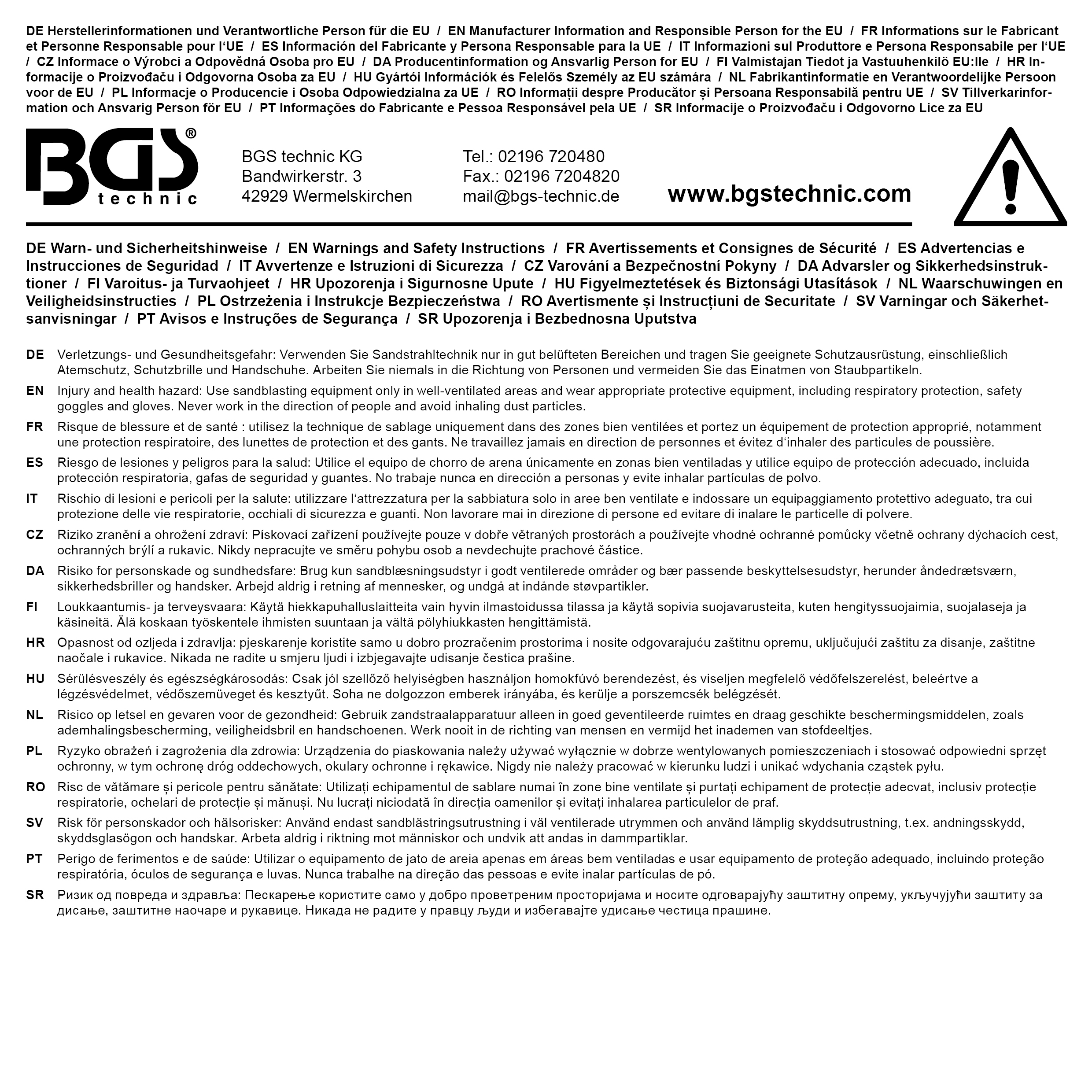 BGS Druckluft-Sandstrahlpistole inkl. Zubehör | 3-tlg.