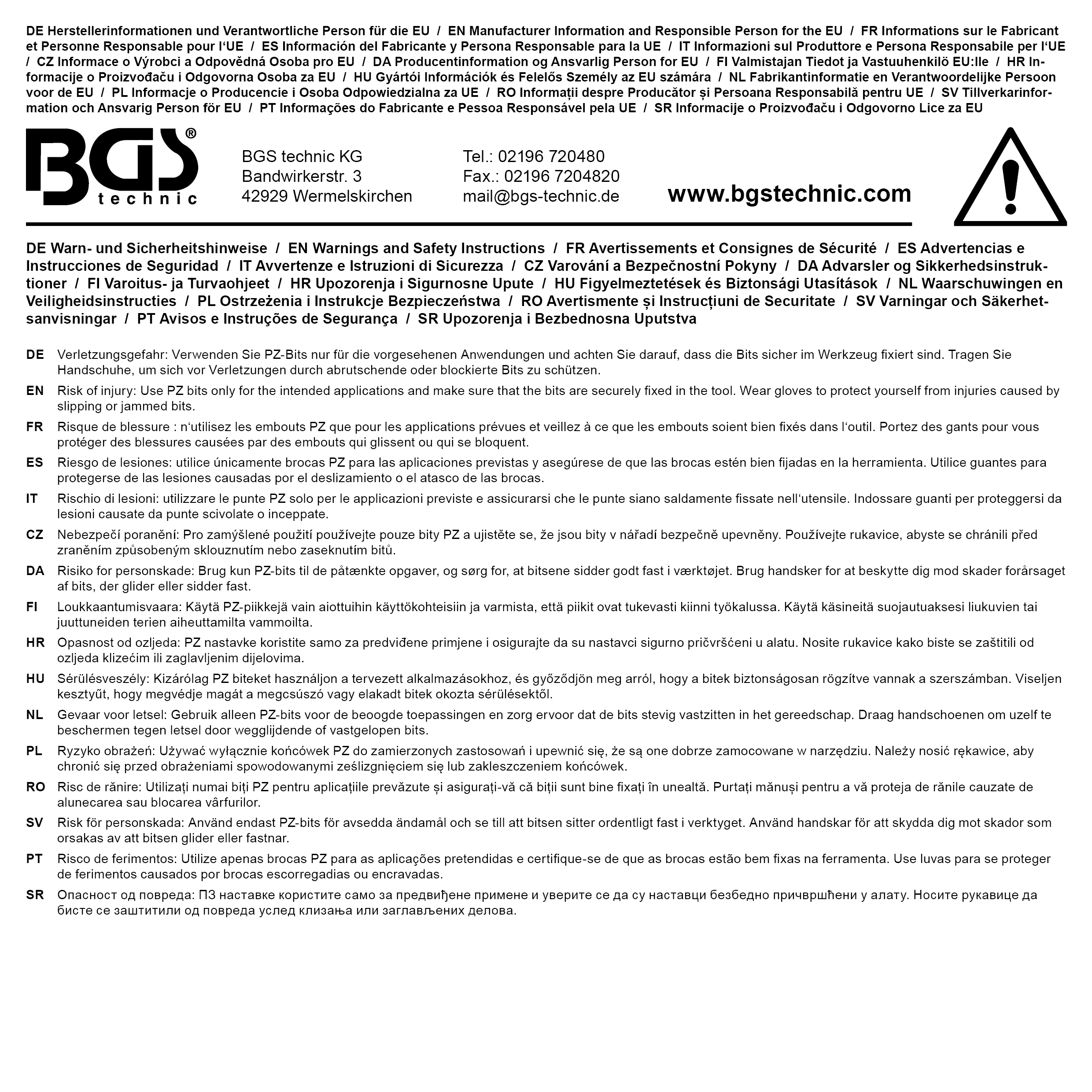 BGS Bit-Einsatz | Antrieb Innenvierkant 10 mm (3/8") | Kreuzschlitz PZ1